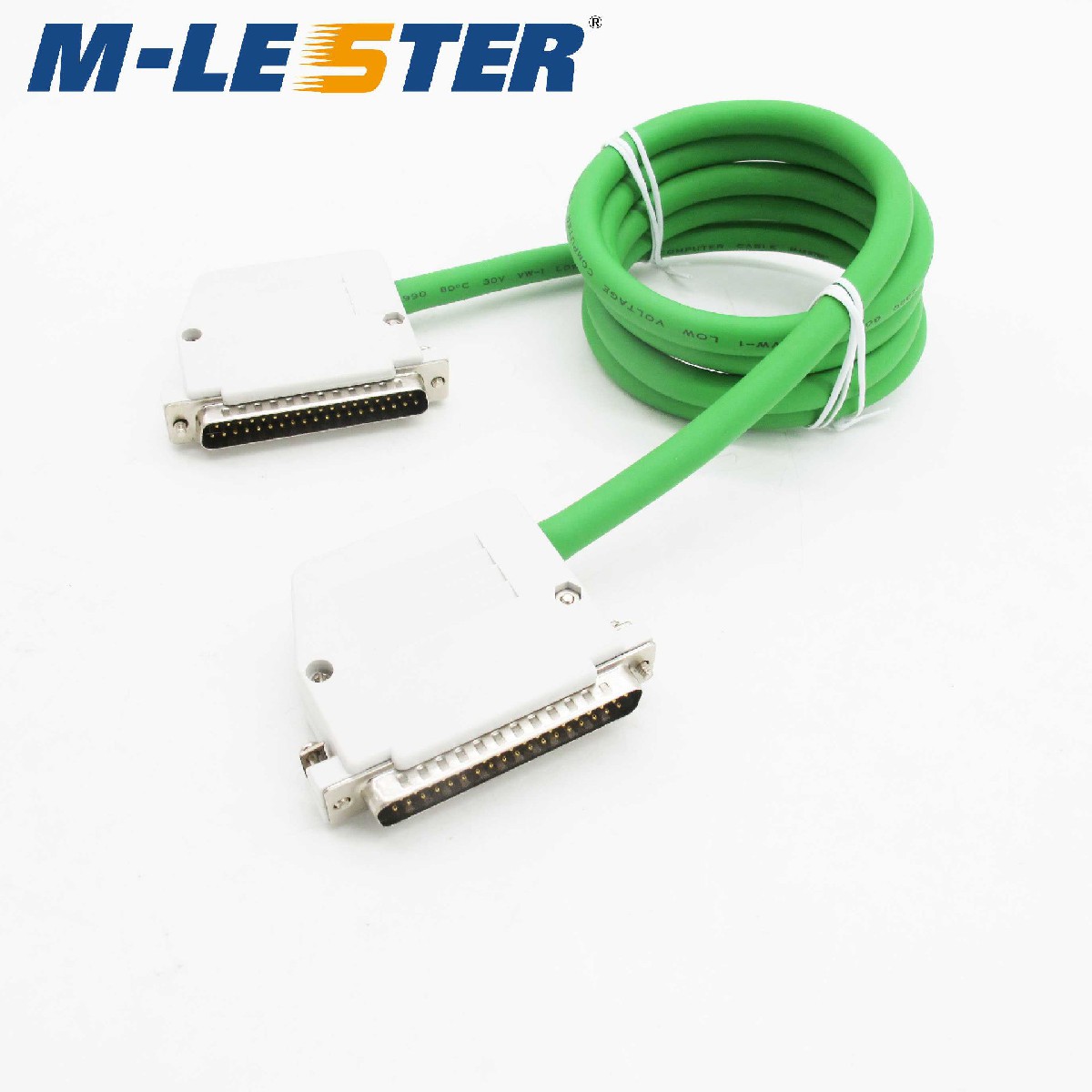 DB37针转针双绞双屏蔽连接线ABS塑壳装配式灰白色(侧出线)