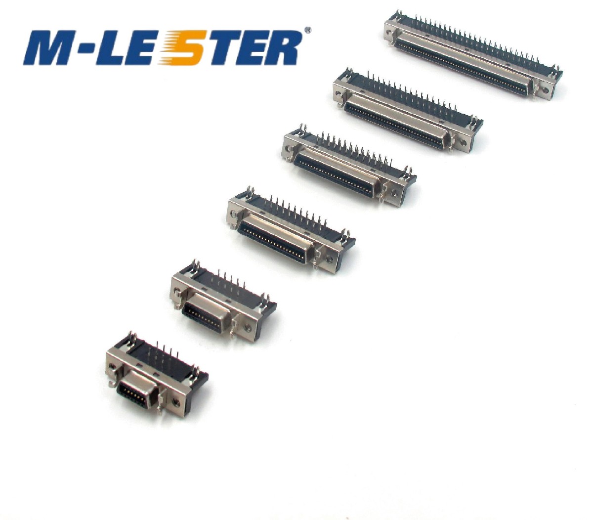 SCSI CN14.CN20.CN26.CN36.CN40.CN50.CN68.CN100母间距1.27 90度板端连接器