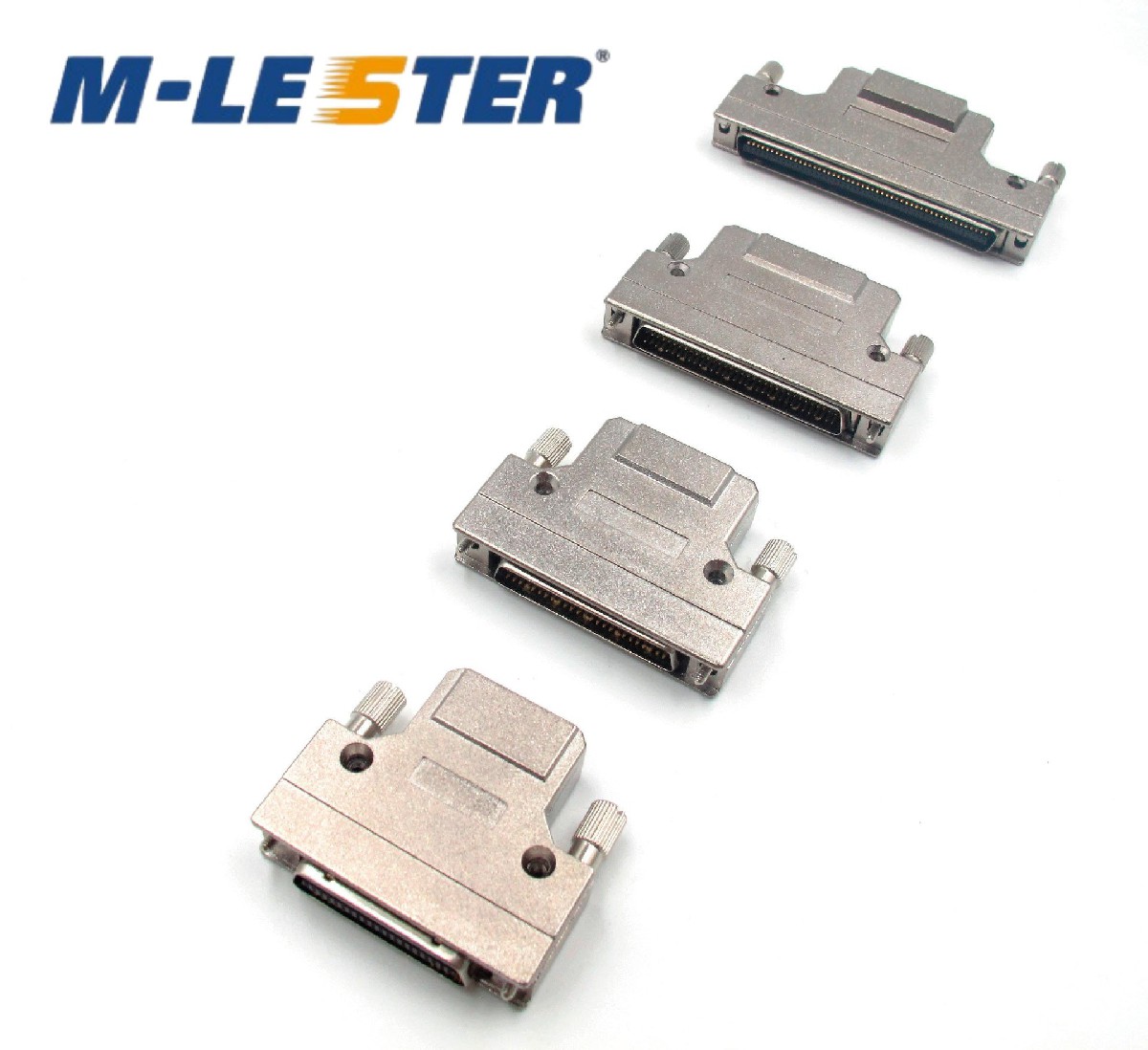 SCSI 20.26.36.40.50.68.100 180度出线螺丝式锌合金铁壳连接器