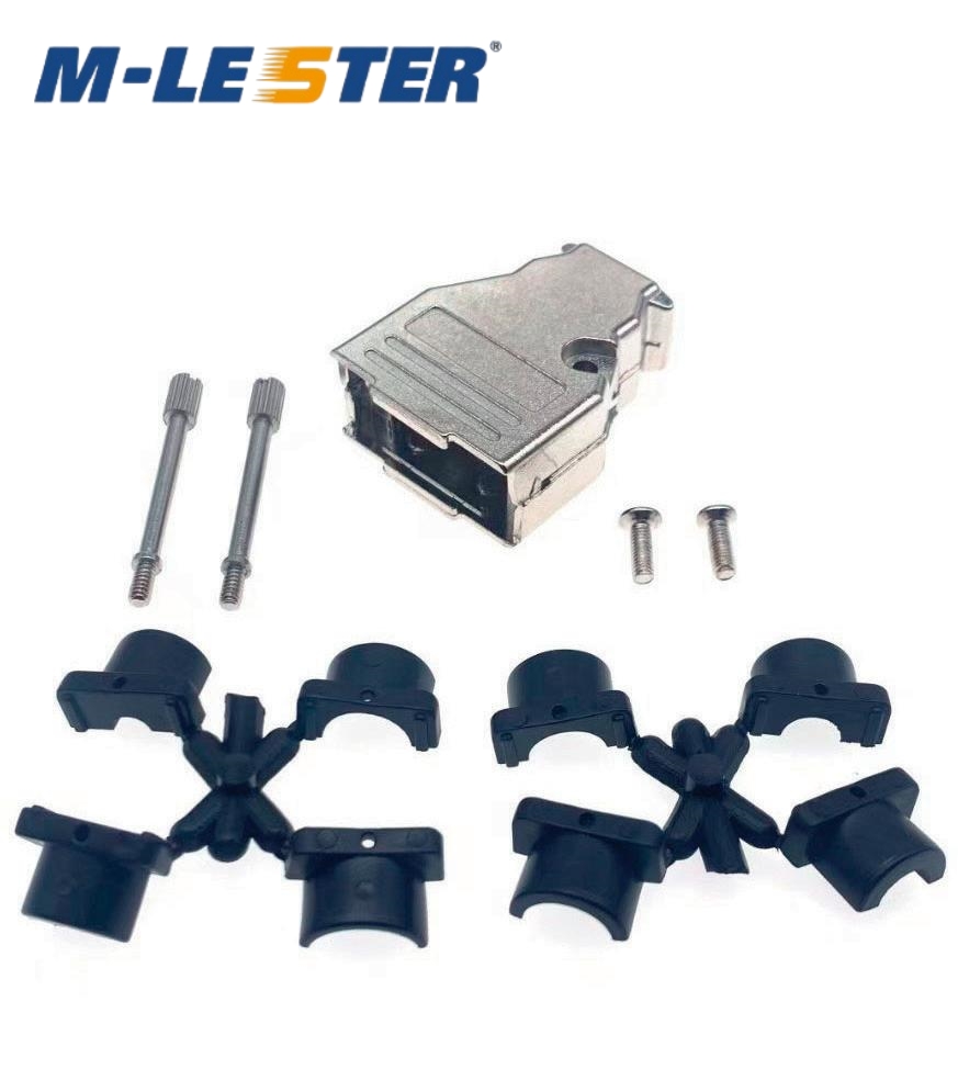 9芯，15芯，25芯锌合金铁壳螺丝式180度(90度)出线+塑料线卡连接器