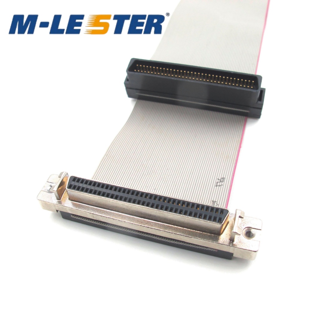 SCSI DB68孔转DB68针0.635灰色排线