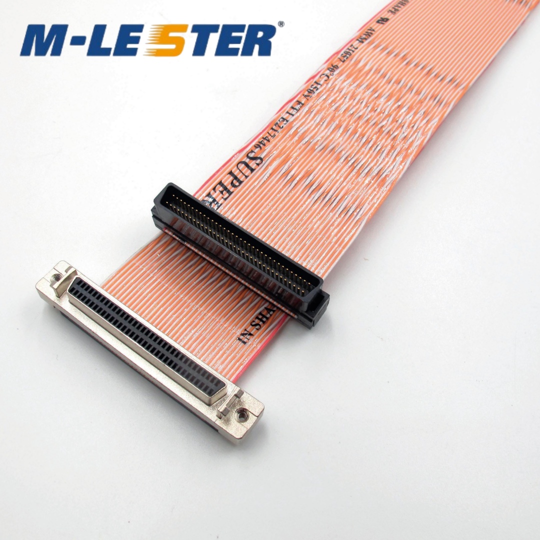 SCSI DB68针转DB68孔0.635全塑锌合金铁壳双绞彩排线间距1.27