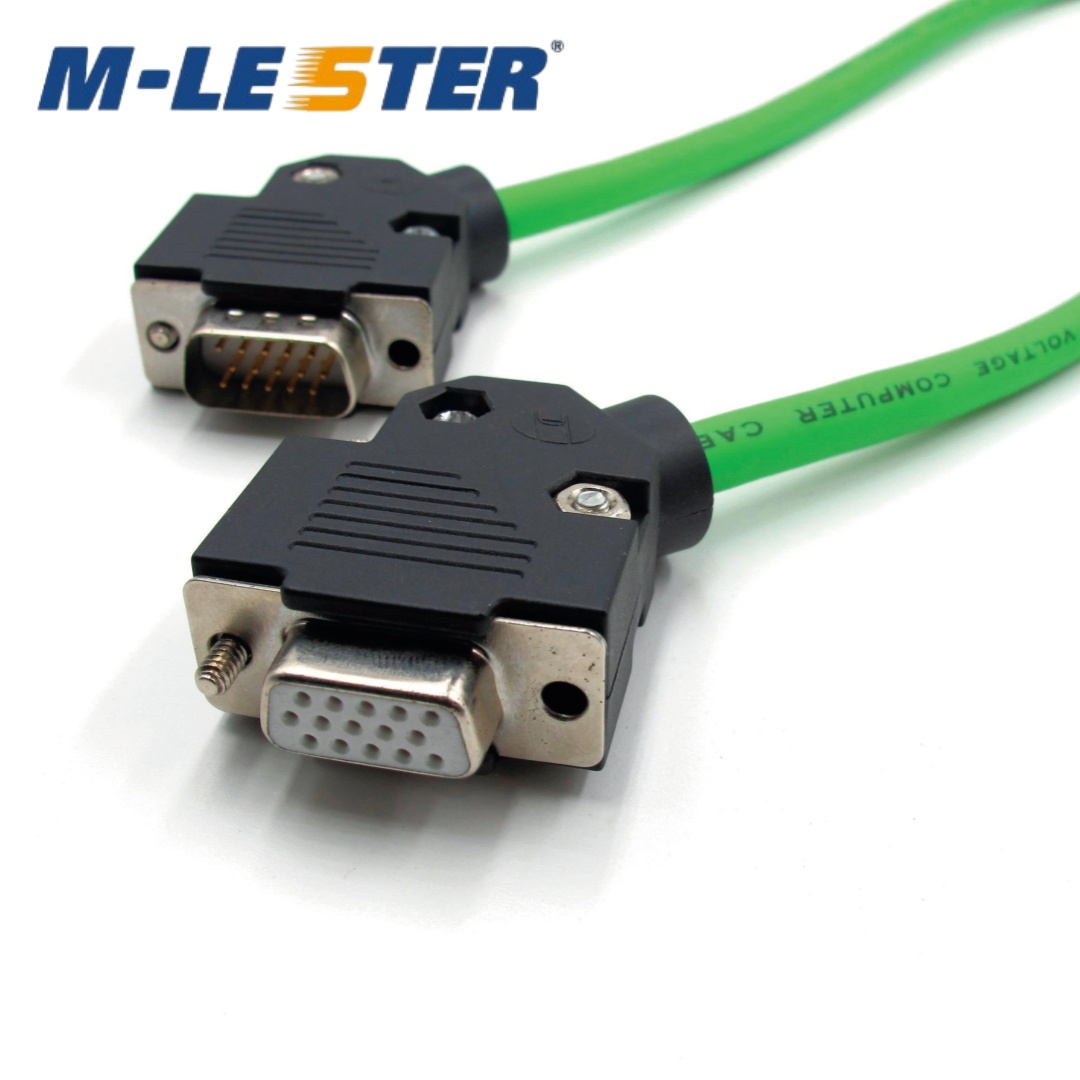 DB15针转孔(三排)屏蔽连接线ABS塑壳装配黑色(侧出线)