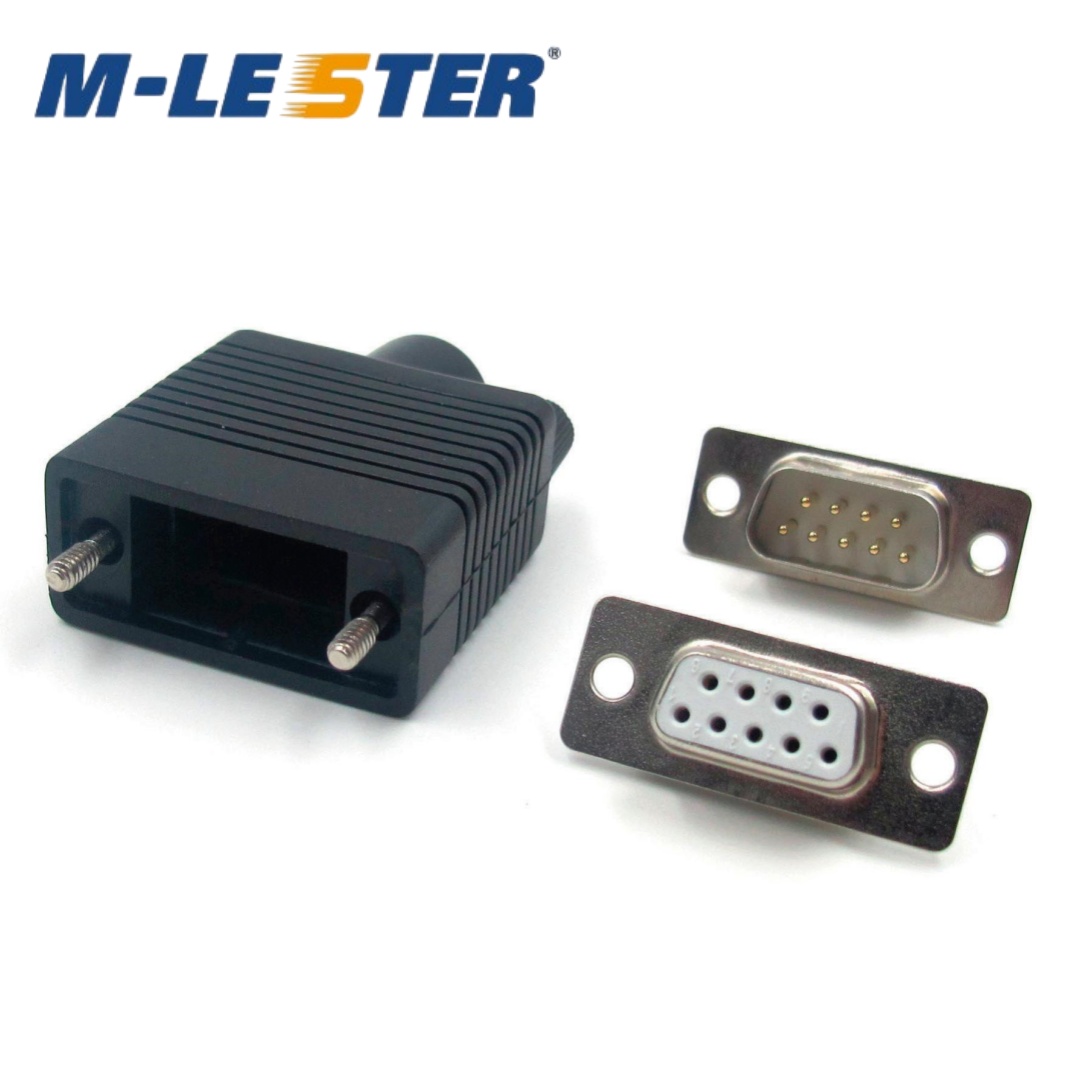 DB9公母白胶插头+成型压模外壳连接器